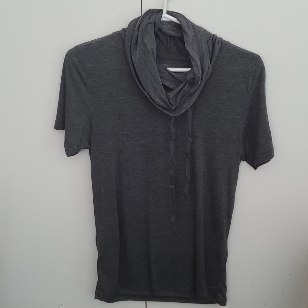 Long T-shirt with loose turtle neck